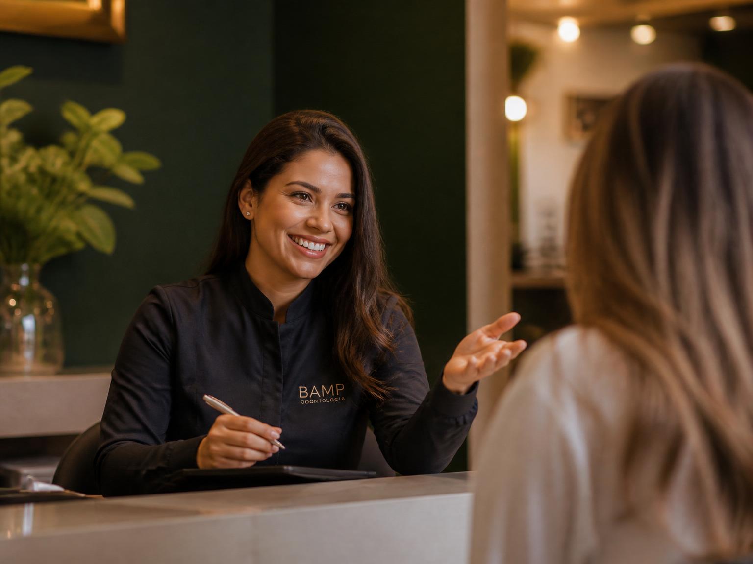 Consultora em conversa acolhedora com uma paciente